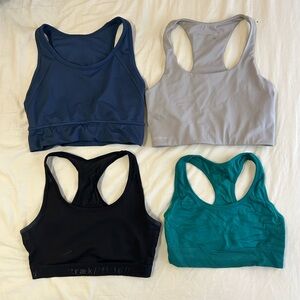 Athleta Sports Bras in Blue, Gray, Black, and Teal
